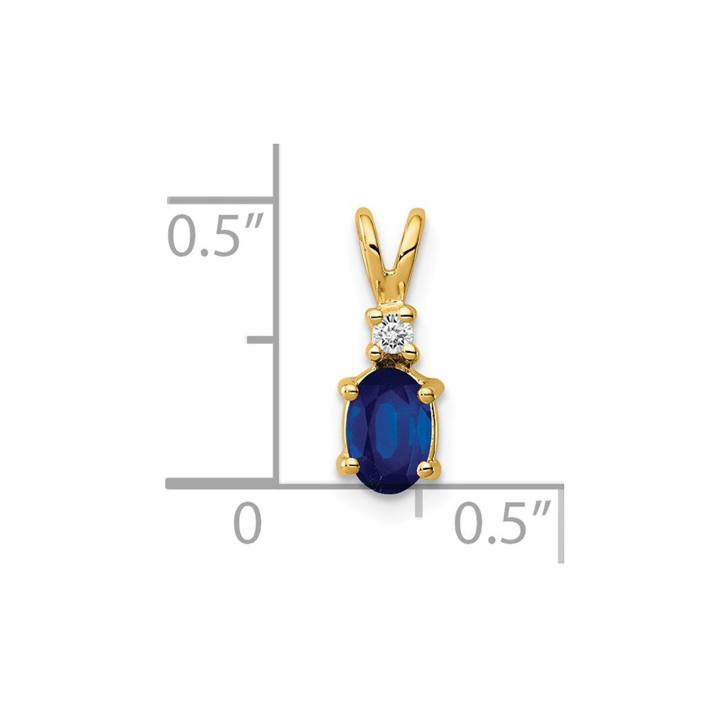14K 6x4mm Ovaler Saphir-Anhänger mit natürlichen Diamanten
