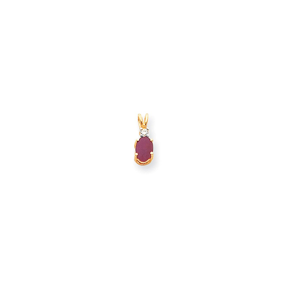 14K Gelbgold Rubin Echt-Diamant-Anhänger