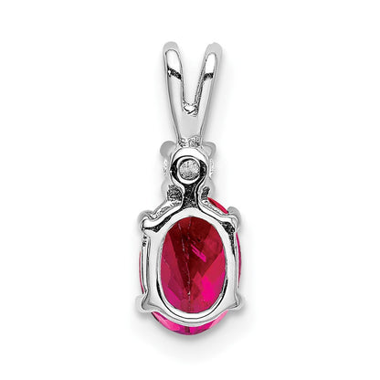 14K Weißgold Rubin-Diamant-Anhänger