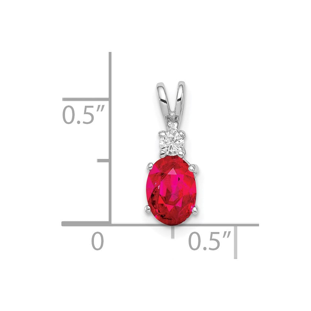14K Weißgold Rubin-Diamant-Anhänger