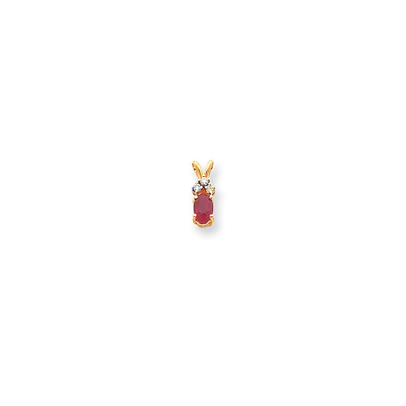 14K Anhänger mit ovalem Rubin und Diamant 6x4 mm