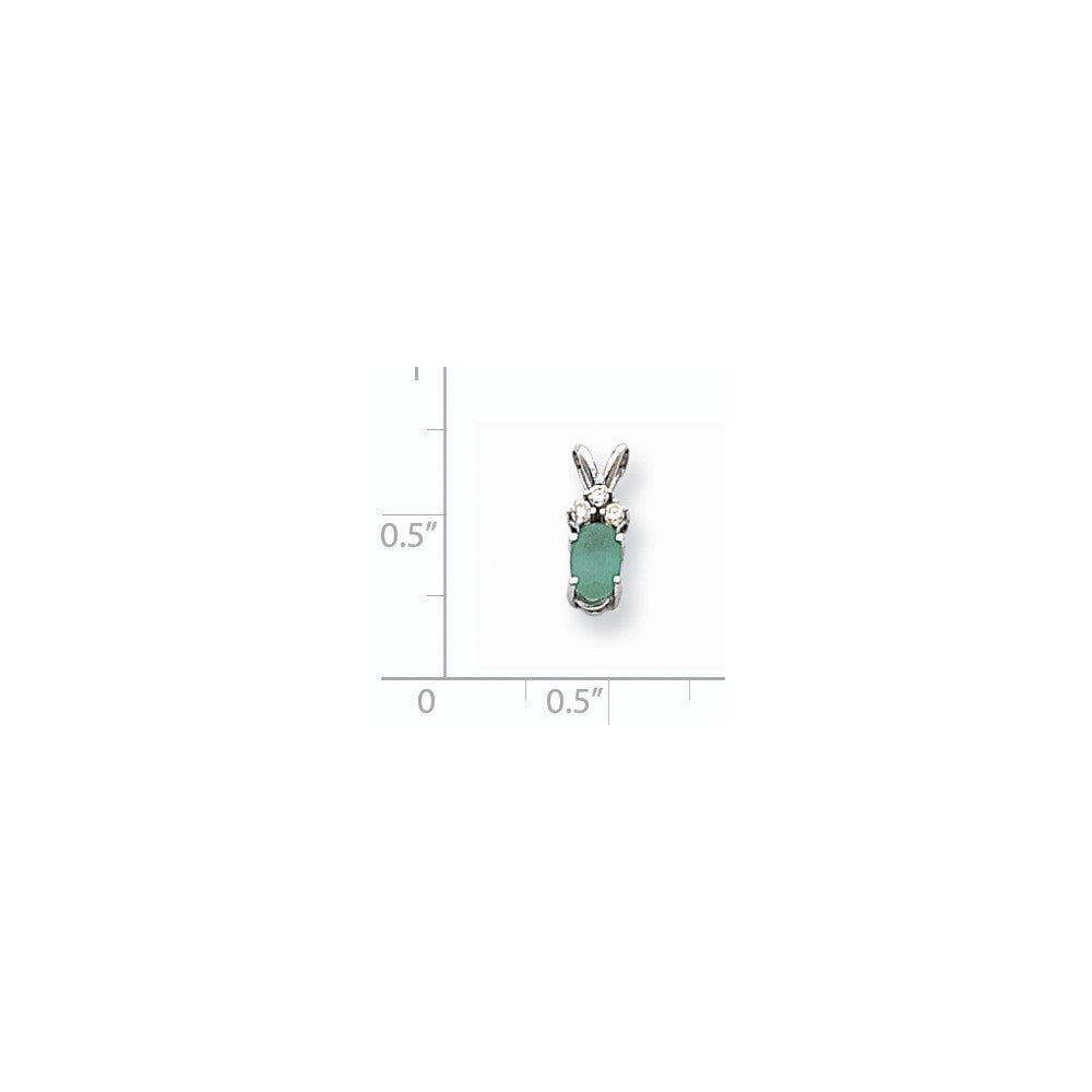 14K Weißgold Smaragd-Echtdiamant-Anhänger