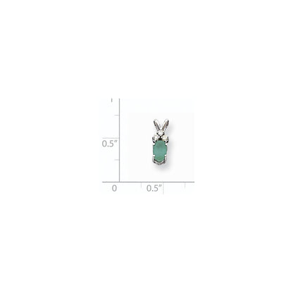 14K Weißgold Smaragd-Echtdiamant-Anhänger