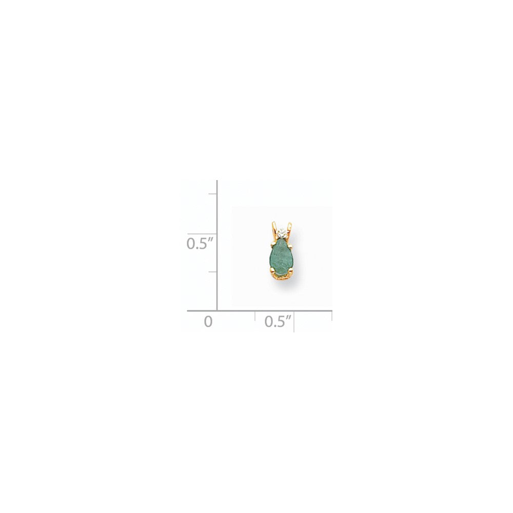 14K Gelbgold 6x4 mm Birnen-Smaragd AAA Echter Diamant Anhänger