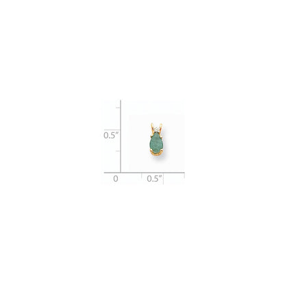 14K Gelbgold 6x4 mm Birnen-Smaragd AAA Echter Diamant Anhänger