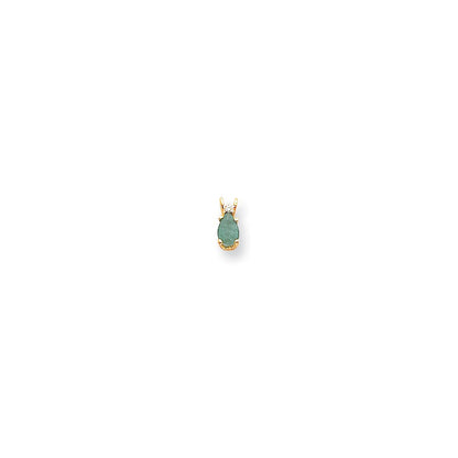 14K Gelbgold 6x4 mm Birnen-Smaragd AAA Echter Diamant Anhänger