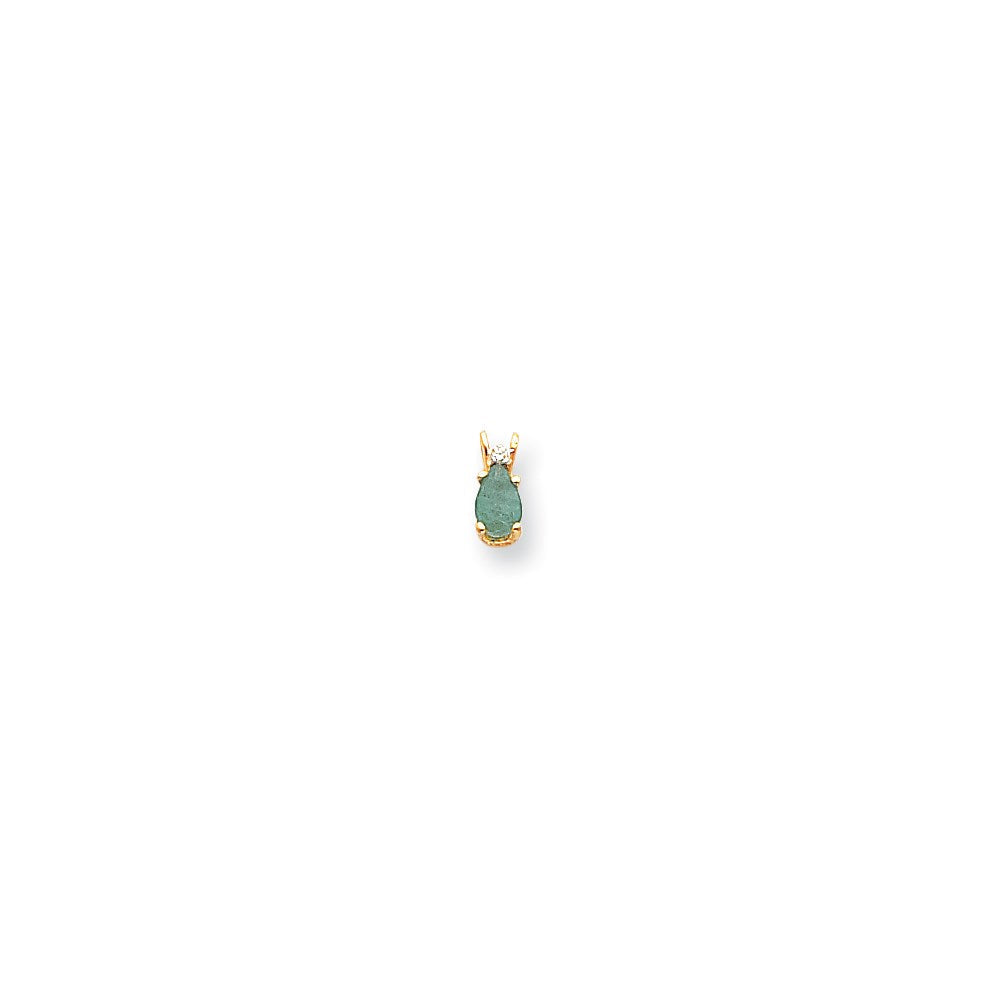 14K Gelbgold Smaragd Echt-Diamant-Anhänger
