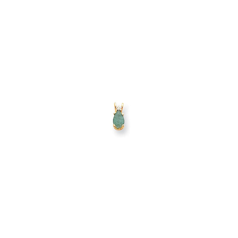 14K Gelbgold Smaragd Echt-Diamant-Anhänger