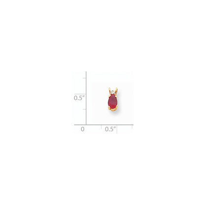 14K Gelbgold Anhänger mit 6x4 mm birnenförmigem Rubin und echtem Diamant