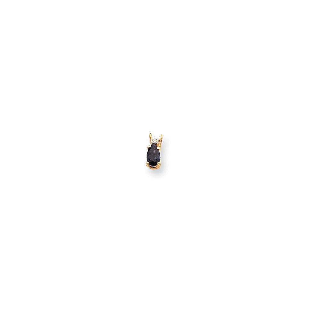 14K Gelbgold 6x4mm Birnenschliff-Saphir AAA Echtdiamant-Anhänger