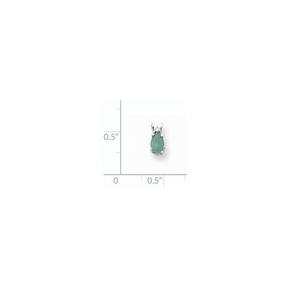 14K Weißgold Smaragd Echt-Diamant-Anhänger
