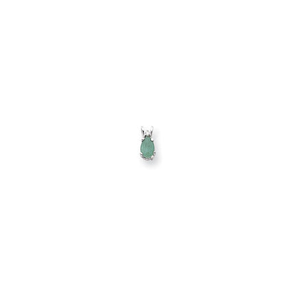 14K Weißgold Smaragd Echt-Diamant-Anhänger