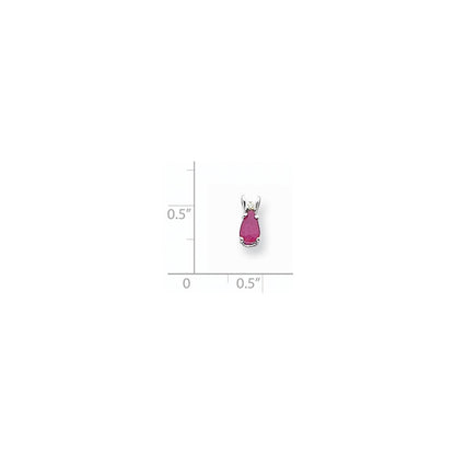14K Weißgold Anhänger mit Rubin und echtem Diamant