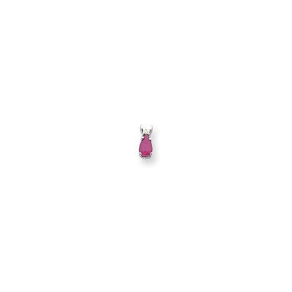 14K Weißgold Anhänger mit Rubin und echtem Diamant