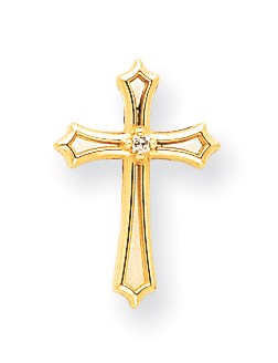 14K Kreuzanhänger mit natürlichem Diamant AA