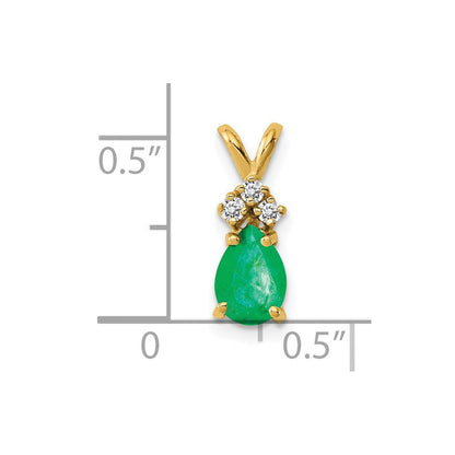 14K Gelbgold-Anhänger mit Smaragd und echtem Diamant