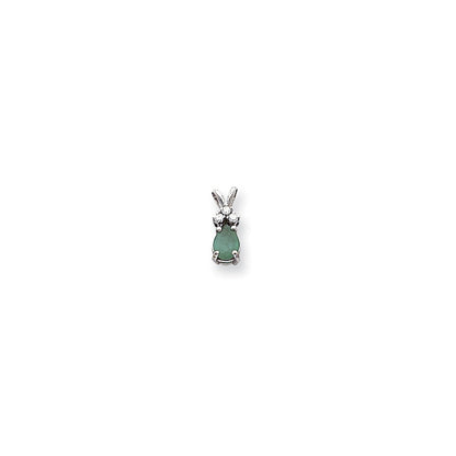 14K Weißgold 7x5mm Birnenschliff-Smaragd AAA Echter-Diamant-Anhänger