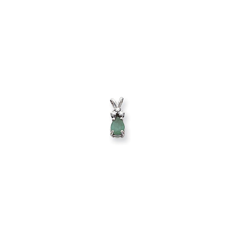 14K Weißgold 7x5mm Birnenschliff-Smaragd AAA Echter-Diamant-Anhänger