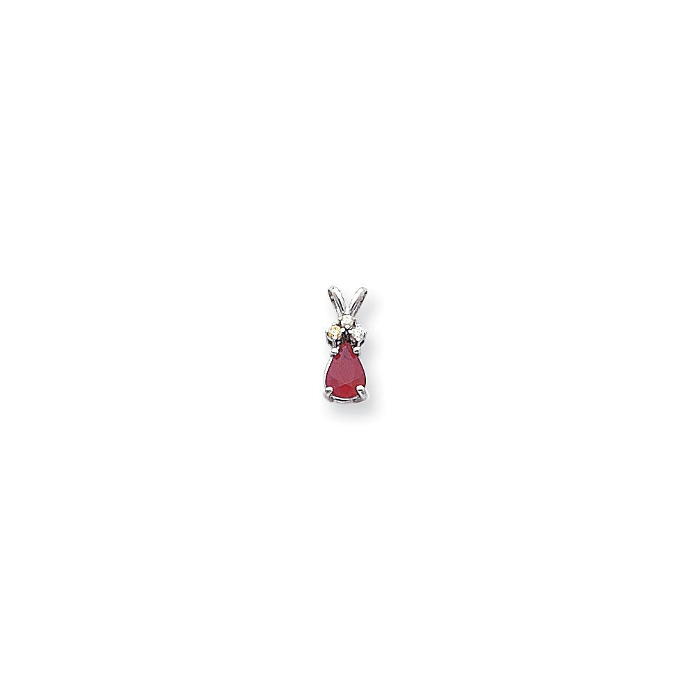 14K Weißgold Rubin-Echtdiamant-Anhänger