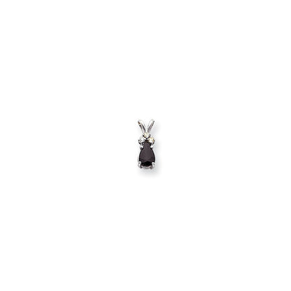 14K Weißgold Anhänger mit 7x5mm birnenförmigem Saphir VS und echten Diamanten