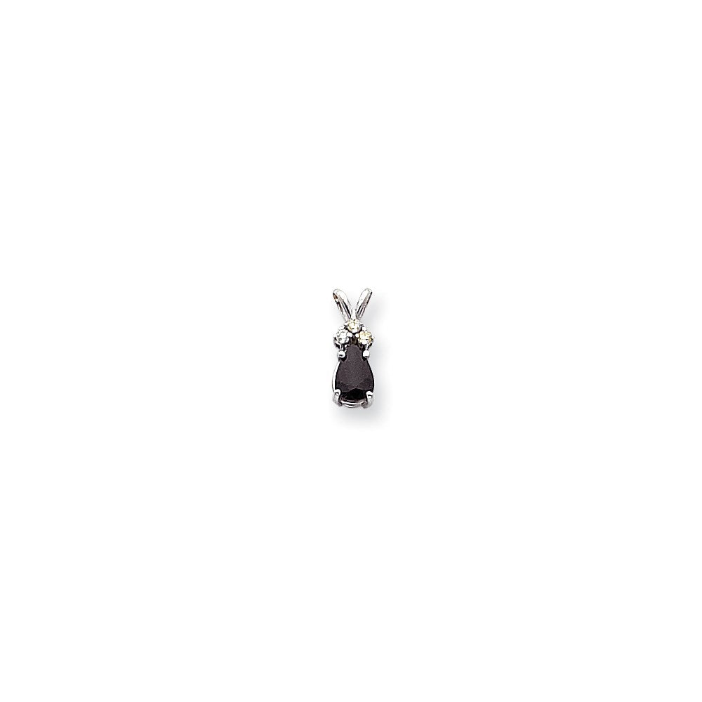 14K Weißgold 7x5 mm Birnen-Saphir AAA Echtdiamant-Anhänger