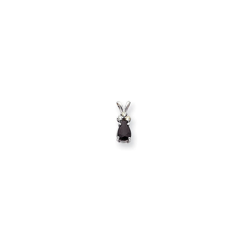 14K Weißgold 7x5 mm Birnen-Saphir AAA Echtdiamant-Anhänger