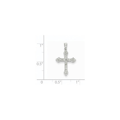 14K Weißgold Kreuzanhänger mit echten Diamanten