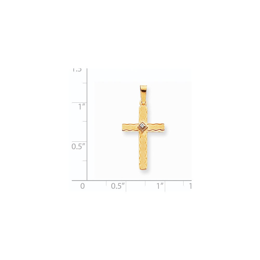 14K Gelbgold AA Echtdiamant-Kreuzanhänger