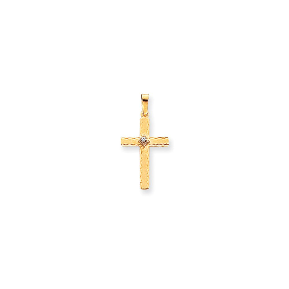 14K Gelbgold AA Echtdiamant-Kreuzanhänger