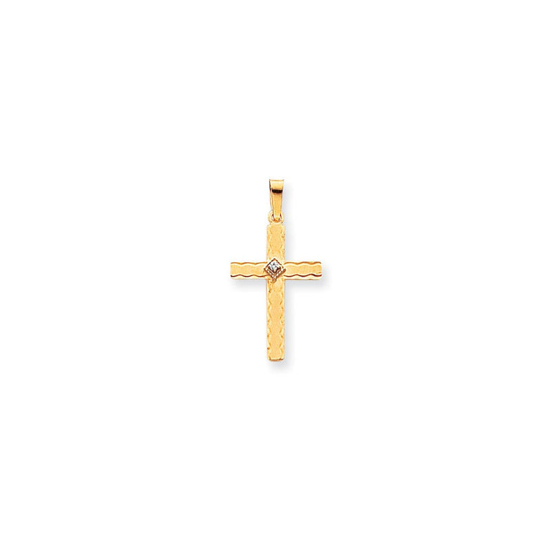 14K Gelbgold AA Echtdiamant-Kreuzanhänger