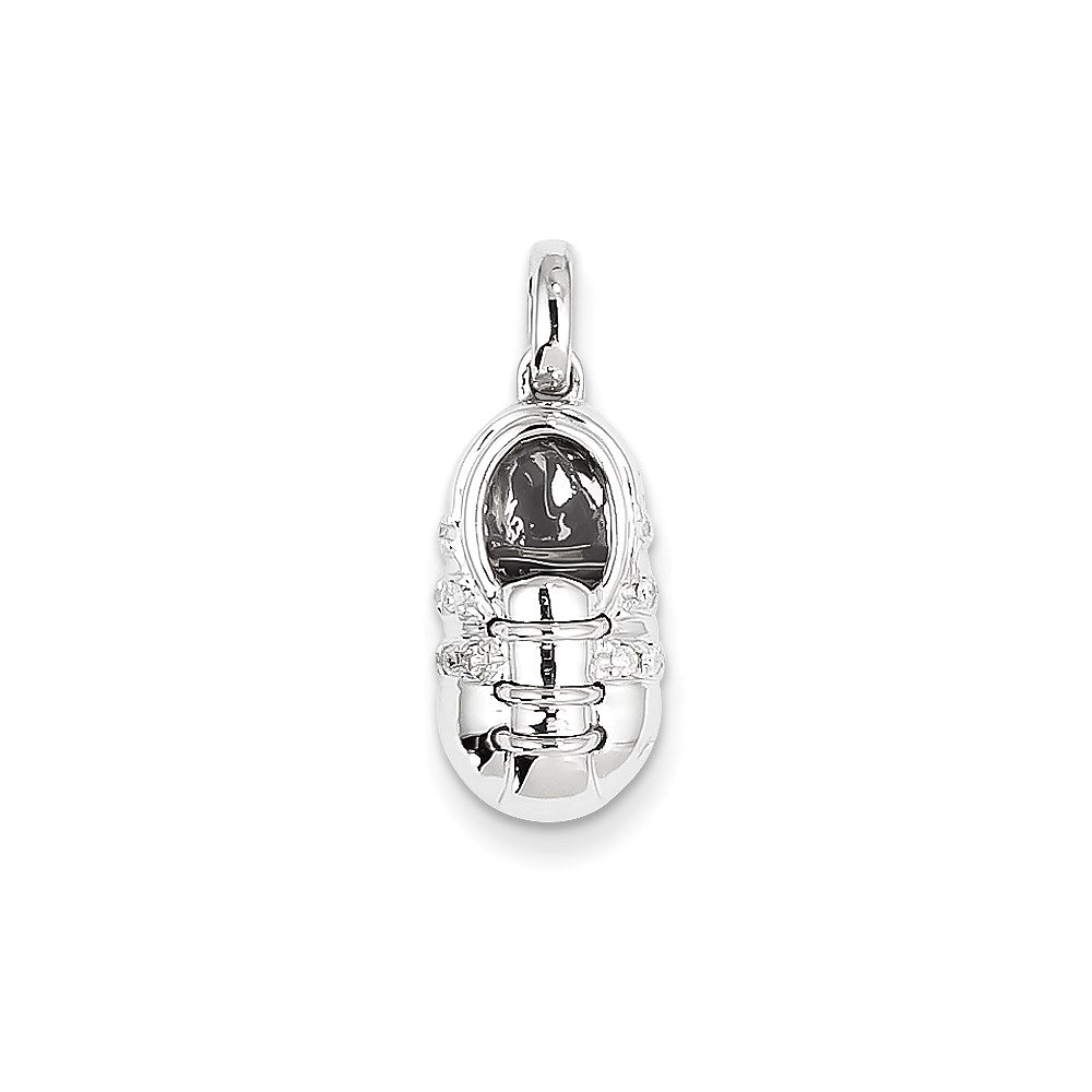 14K Weißgold Echter Diamant Baby-Jungen-Schuh-Anhänger