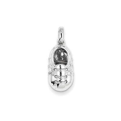 14K Weißgold Echter Diamant Baby-Jungen-Schuh-Anhänger
