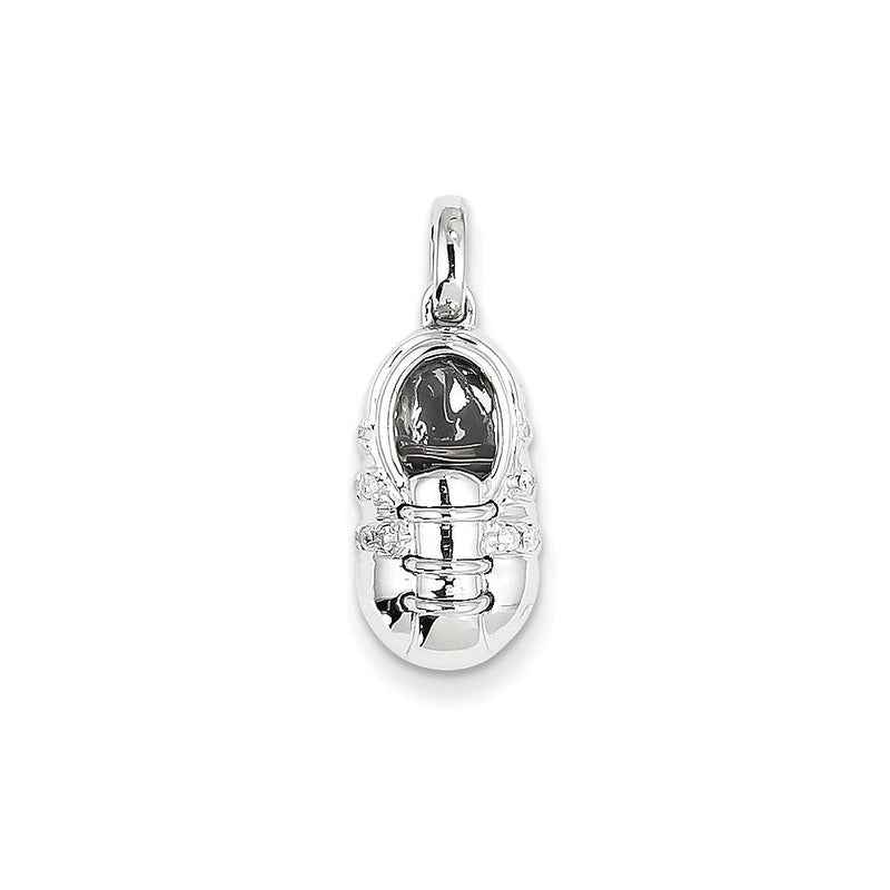 14K Weißgold Echter Diamant Baby-Jungen-Schuh-Anhänger