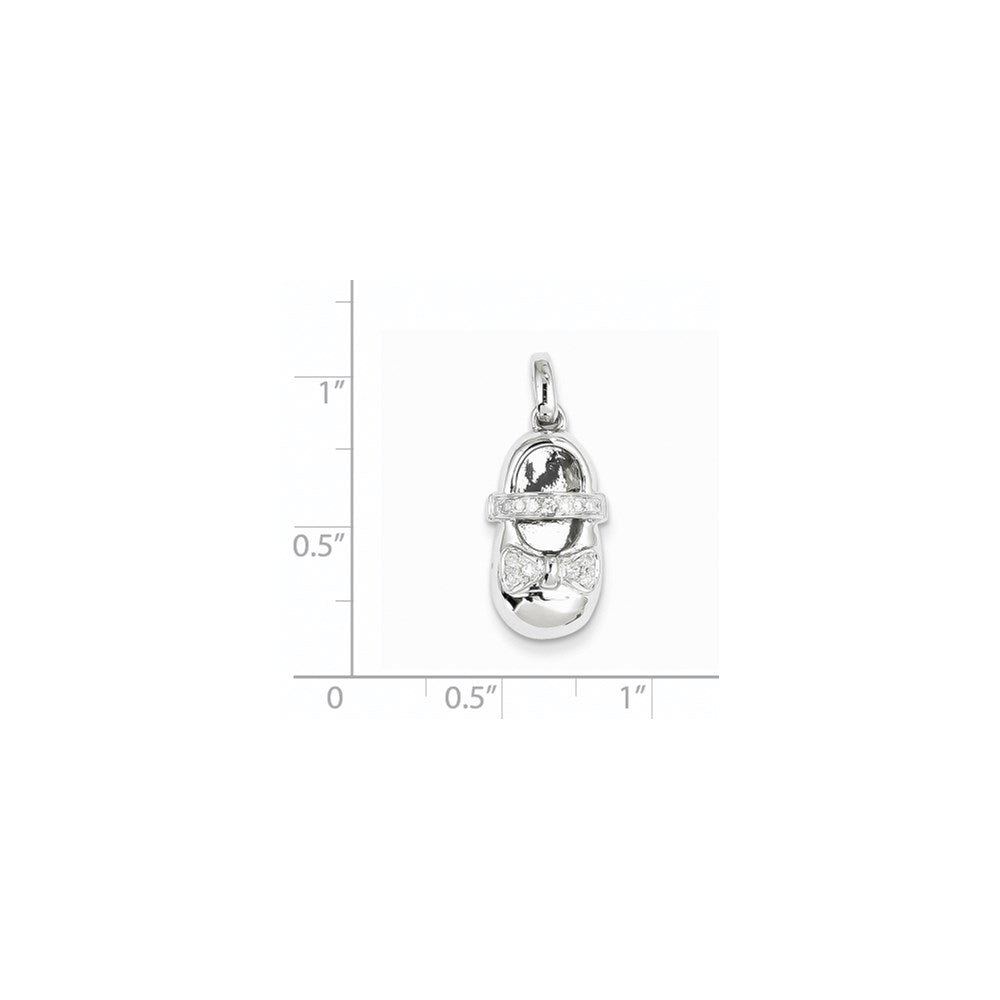 14K Weißgold Echter Diamant Baby-Mädchen-Schuh-Anhänger