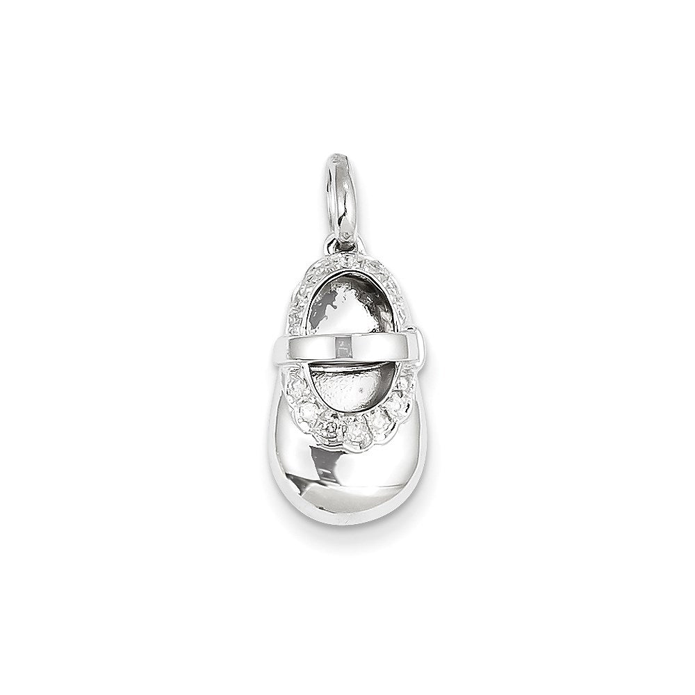 14K Weißgold Anhänger Babyschuh mit echten Diamanten