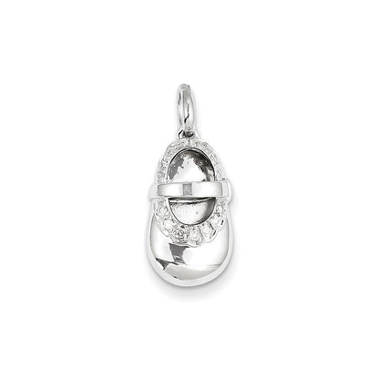 14K Weißgold Anhänger Babyschuh mit echten Diamanten