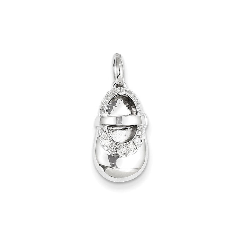 14K Weißgold Anhänger Babyschuh mit echten Diamanten