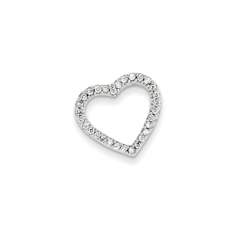 14K Weißgold Vintage-Herz-Anhänger mit echten Diamanten in AA-Qualität, komplett gefasst