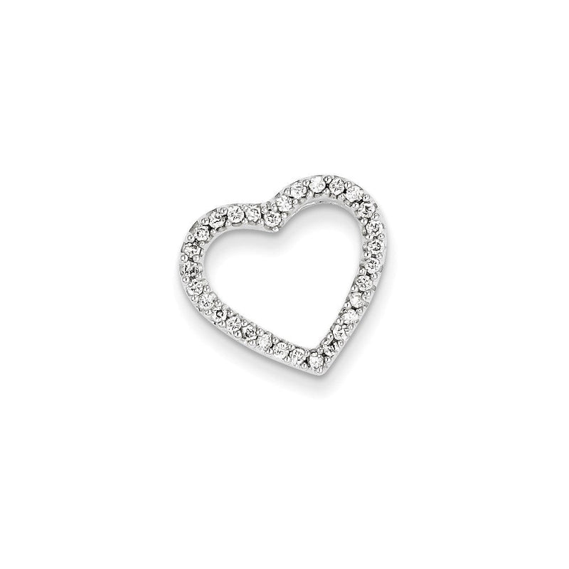 14K Weißgold Vintage-Herz-Anhänger mit echten Diamanten in AA-Qualität, komplett gefasst