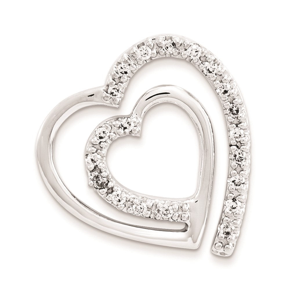 14K Weißgold AA-Qualität Fertiger Echter Diamant Vintage-Herz-Anhänger