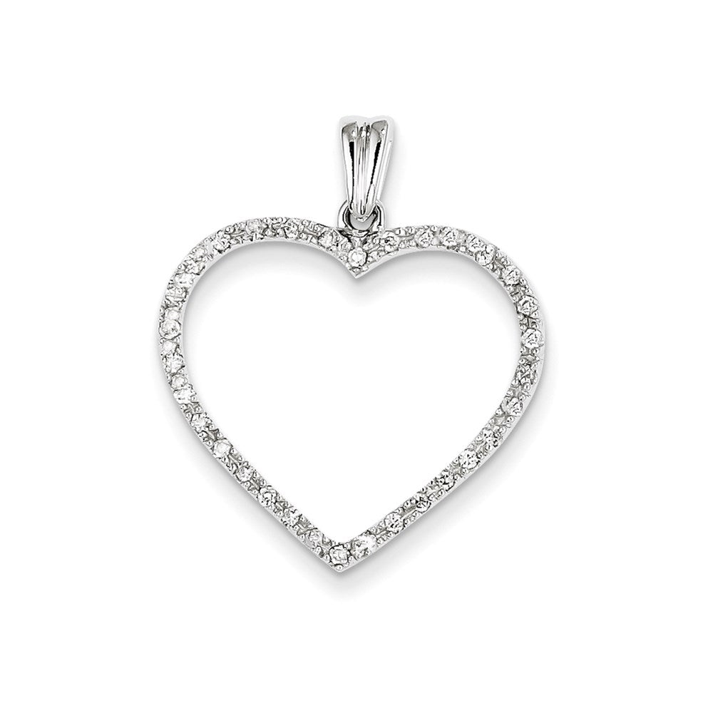 14 Karat Weißgold AA-Qualität Fertiggestellter Echter Diamant Vintage-Herzanhänger