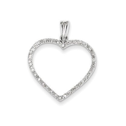 14 Karat Weißgold AA-Qualität Fertiggestellter Echter Diamant Vintage-Herzanhänger