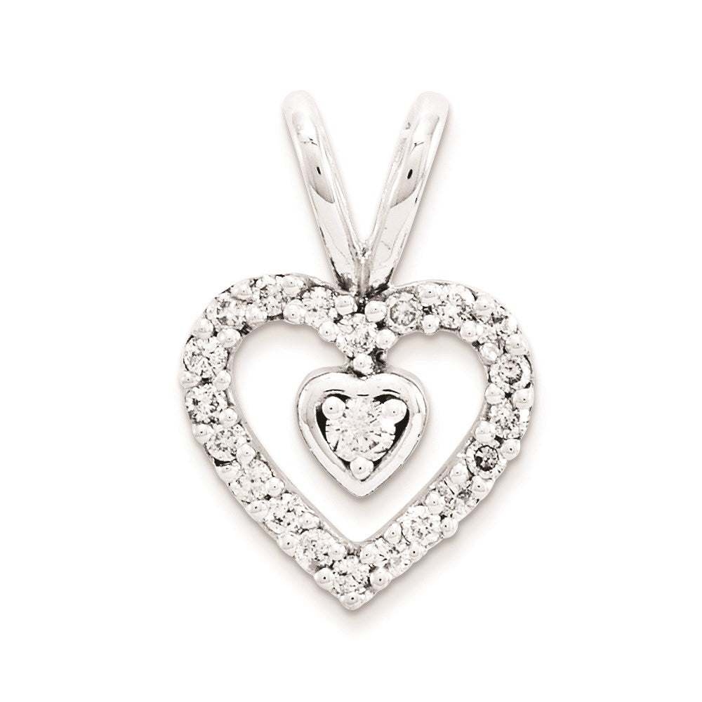 14K Weißgold Vintage-Herzanhänger mit 0,25 ct. echtem Diamant in A-Qualität, fertiggestellt