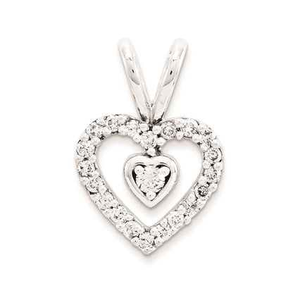 14K Weißgold Vintage-Herzanhänger mit 0,25 ct. echtem Diamant in A-Qualität, fertiggestellt