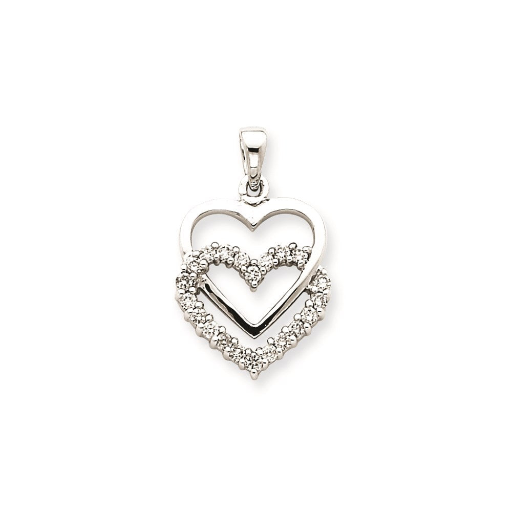 14K Weißgold Anhänger mit echtem Diamant