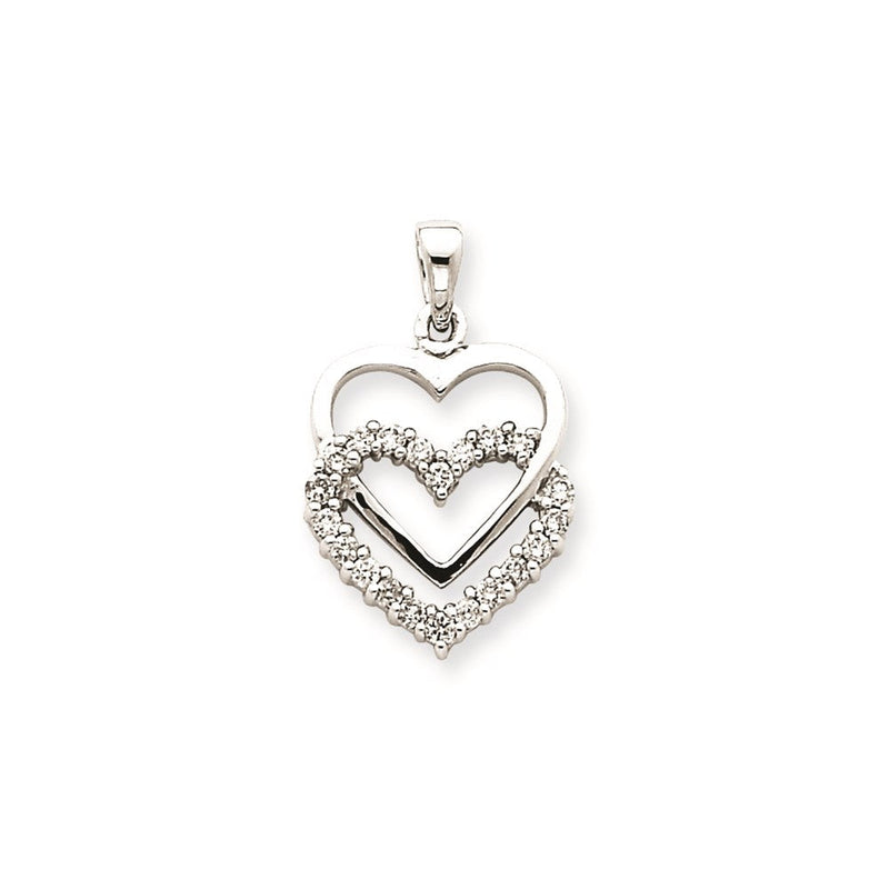 14K Weißgold Anhänger mit echtem Diamant