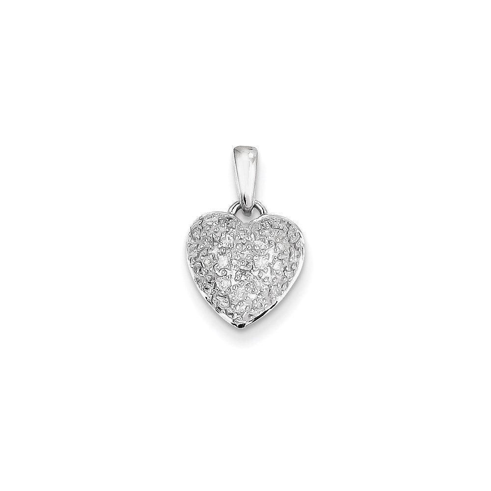 14K Weißgold Vintage-Herzanhänger mit komplett gefasstem echtem Diamant in AA-Qualität