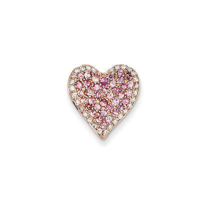 14K Roségold Vintage-Herzanhänger mit echtem AA-Diamant und Pink-Saphir