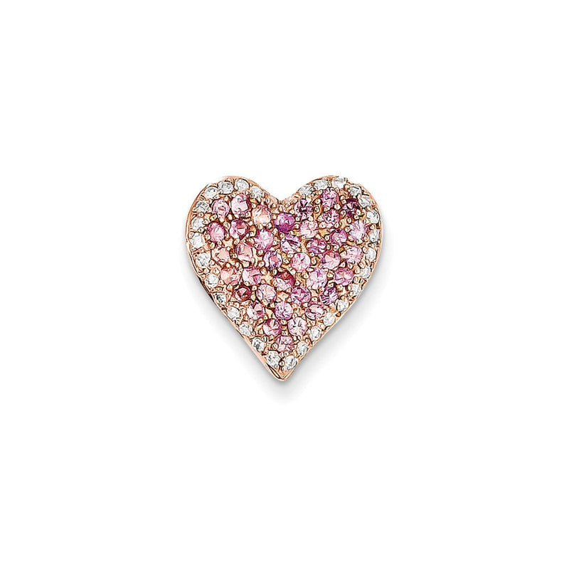 14K Roségold Vintage-Herzanhänger mit echtem AA-Diamant und Pink-Saphir