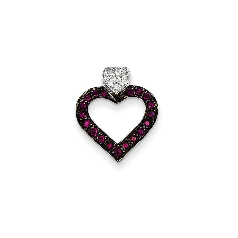 14K Weißgold Anhänger mit echtem Diamant und Rubin